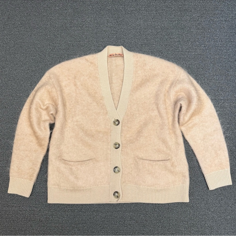 Acne Studios Rives Mohair-Blend Cardigan in Beige/Dusty Pink